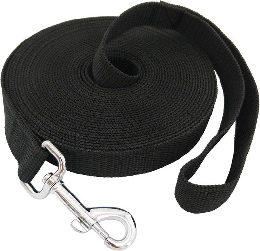 20Ft 30Ft 40Ft 50Ft Nylon Long Training Dog Leash for Small Medium Large Dogs, Long Leashes Dog/Puppy Lead for Obedience Recall Training, Camping, or Backyard, 1 Inch Wide (30 Foot, Black)