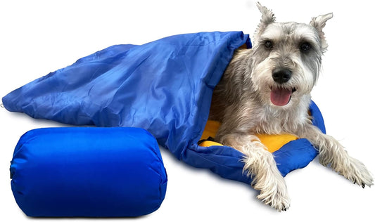 Blue Dog Sleeping Bag for Medium Dogs with Storage Bag- Portable Warm Waterproof Blanket or Cushion for Pets- Perfect for Camping, Beach Days, Backpacking, Traveling, or Indoors and Outdoors