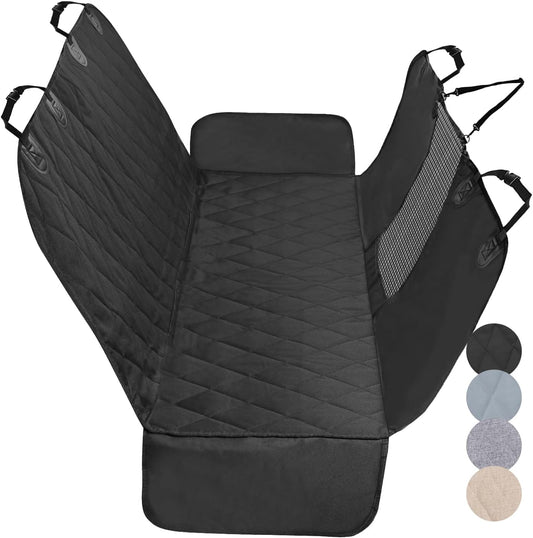 Dog Seat Cover for Back Seat, Mesh Visual Window with Extra Strap & Buckles for Safety, Heavy Duty Car Seat Covers with Side Flaps, Universal Fit for Most Cars, Black S