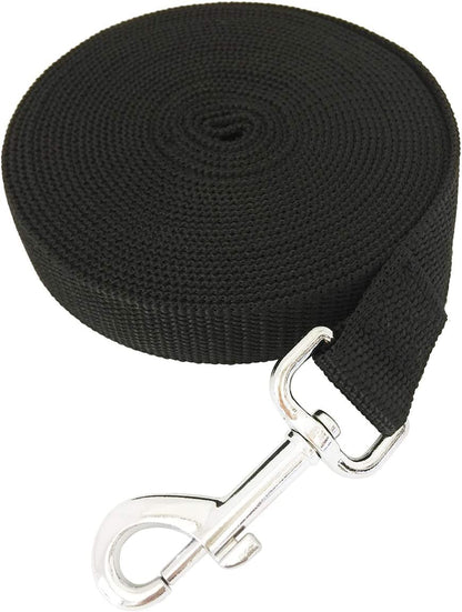 20Ft 30Ft 40Ft 50Ft Nylon Long Training Dog Leash for Small Medium Large Dogs, Long Leashes Dog/Puppy Lead for Obedience Recall Training, Camping, or Backyard, 1 Inch Wide (30 Foot, Black)