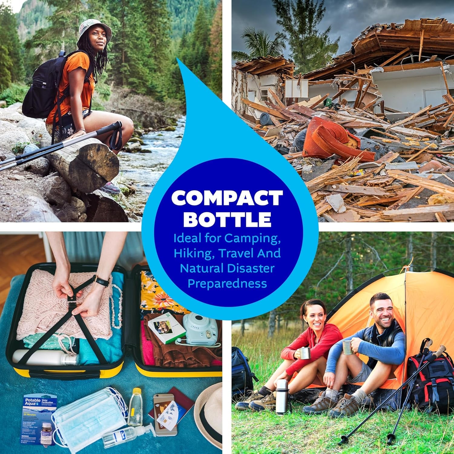 Water Purification Treatment - Portable Drinking Water Treatment for Camping, Emergency Preparedness, Hurricanes, Storms, Survival, and Travel (50 Tablets), Black, Single Pack
