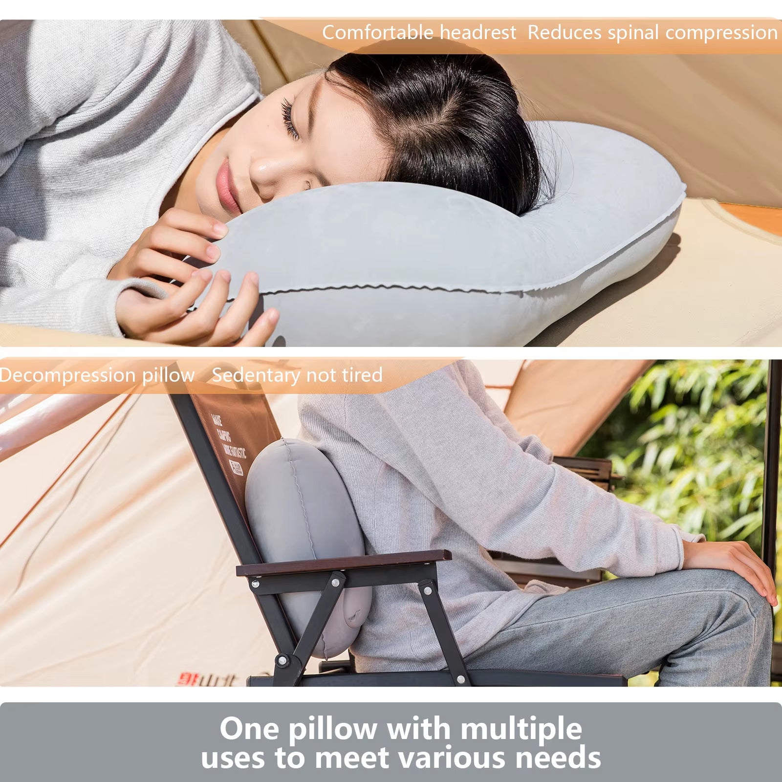 Camping Inflatable Pillow Portable Ultralight Travel Hiking Air Sleeping Pillow for Neck and Lumbar Support