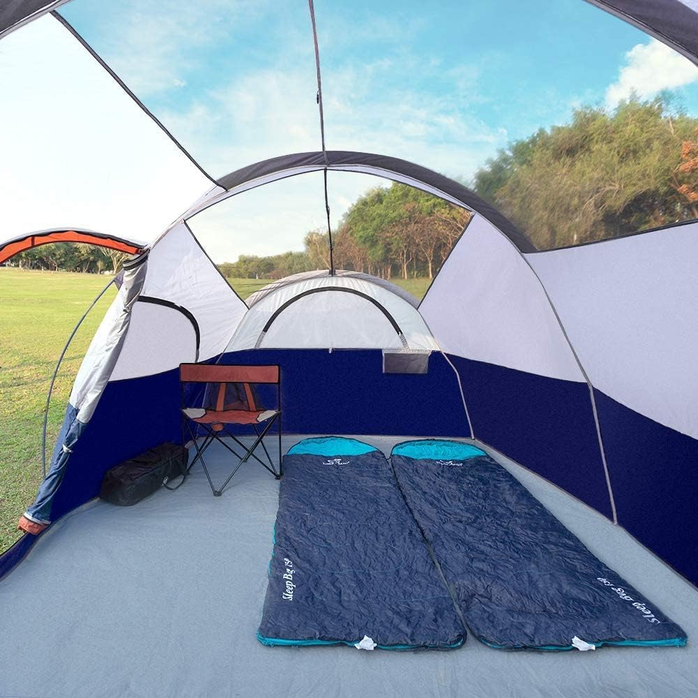 Tent 8 Person Camping Tents, Weather Resistant Family Tent, 5 Large Mesh Windows, Double Layer, Divided Curtain for Separated Room, Portable with Carry Bag