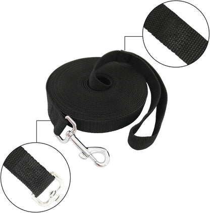 20Ft 30Ft 40Ft 50Ft Nylon Long Training Dog Leash for Small Medium Large Dogs, Long Leashes Dog/Puppy Lead for Obedience Recall Training, Camping, or Backyard, 1 Inch Wide (30 Foot, Black)