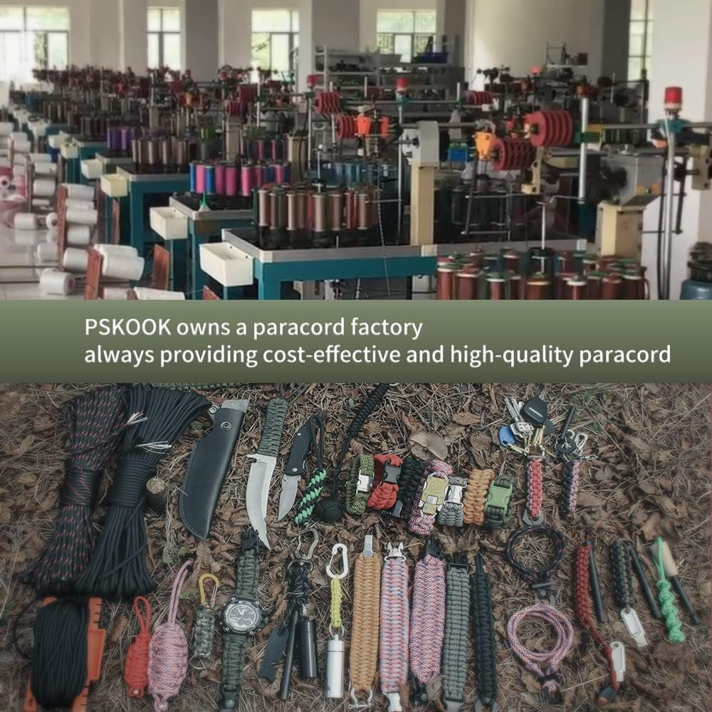 Survival Paracord Parachute Fire Cord Survival Ropes Red Tinder Cord PE Fishing Line Cotton Thread 7 Strands Outdoor 20, 25, 100 Feet