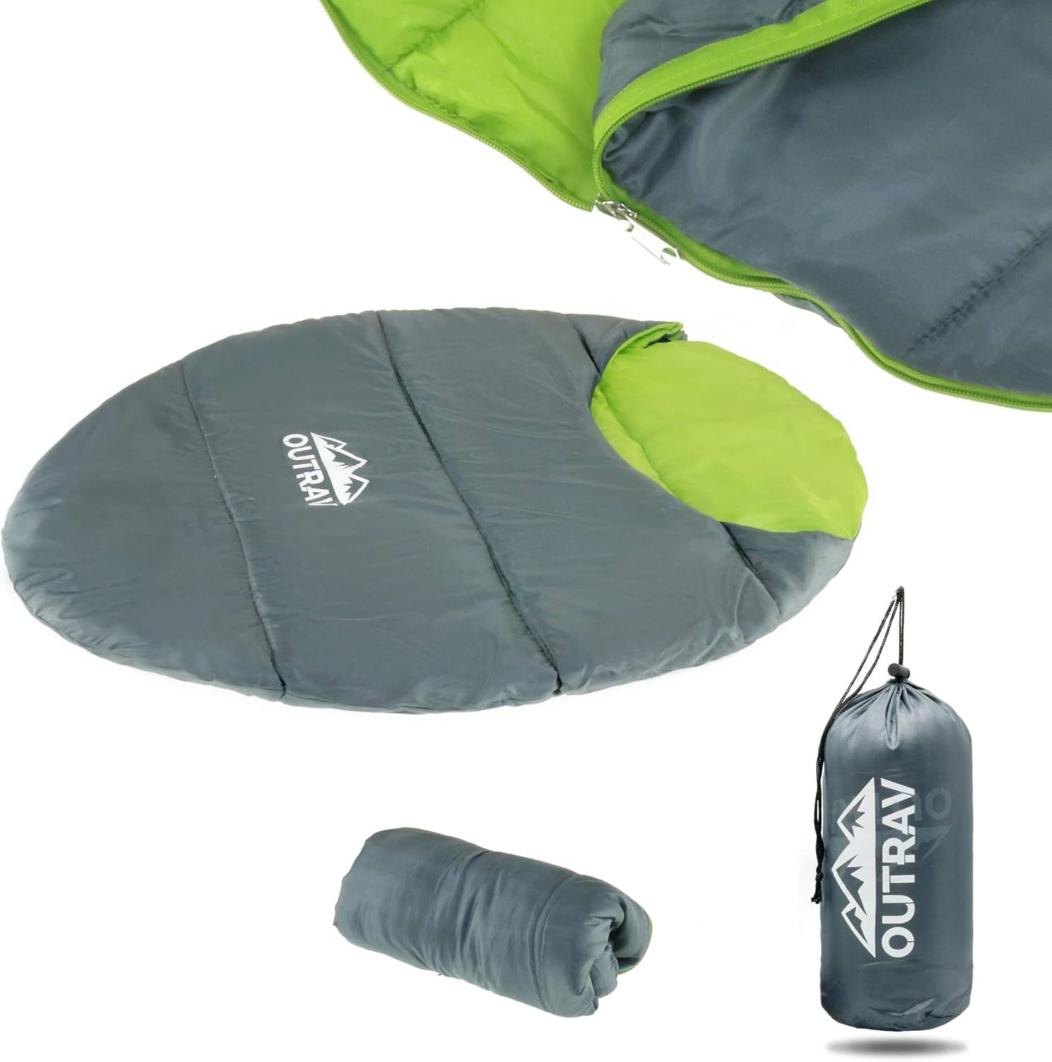 Dog Sleeping Bag, Extra Durable Waterproof Pet Bed Mat, Portable Camping Dog Bed with Stuff Sack, 48X36X15 Inches, Green