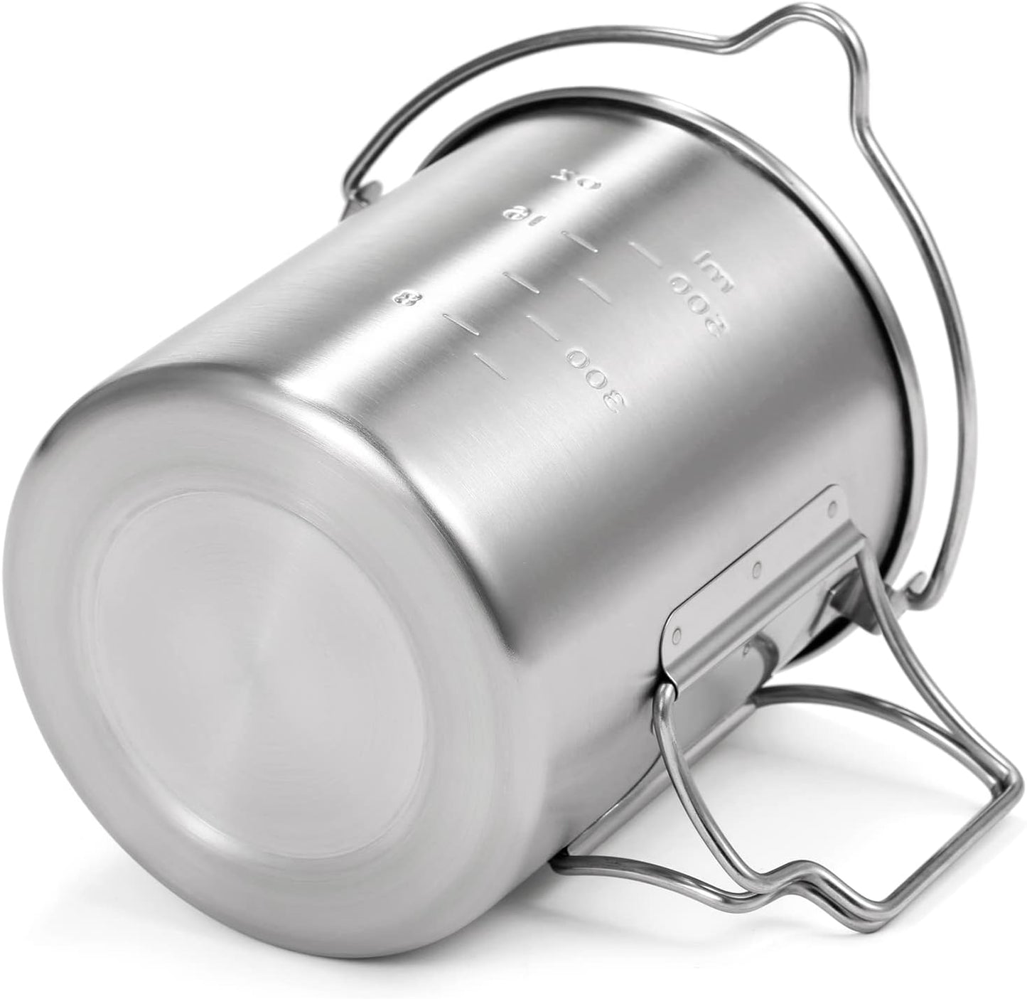 Camping Cup Pot,750Ml Stainless Steel Water Cup Mug with Foldable Handles and Lid for Outdoor Camping Hiking Backpacking