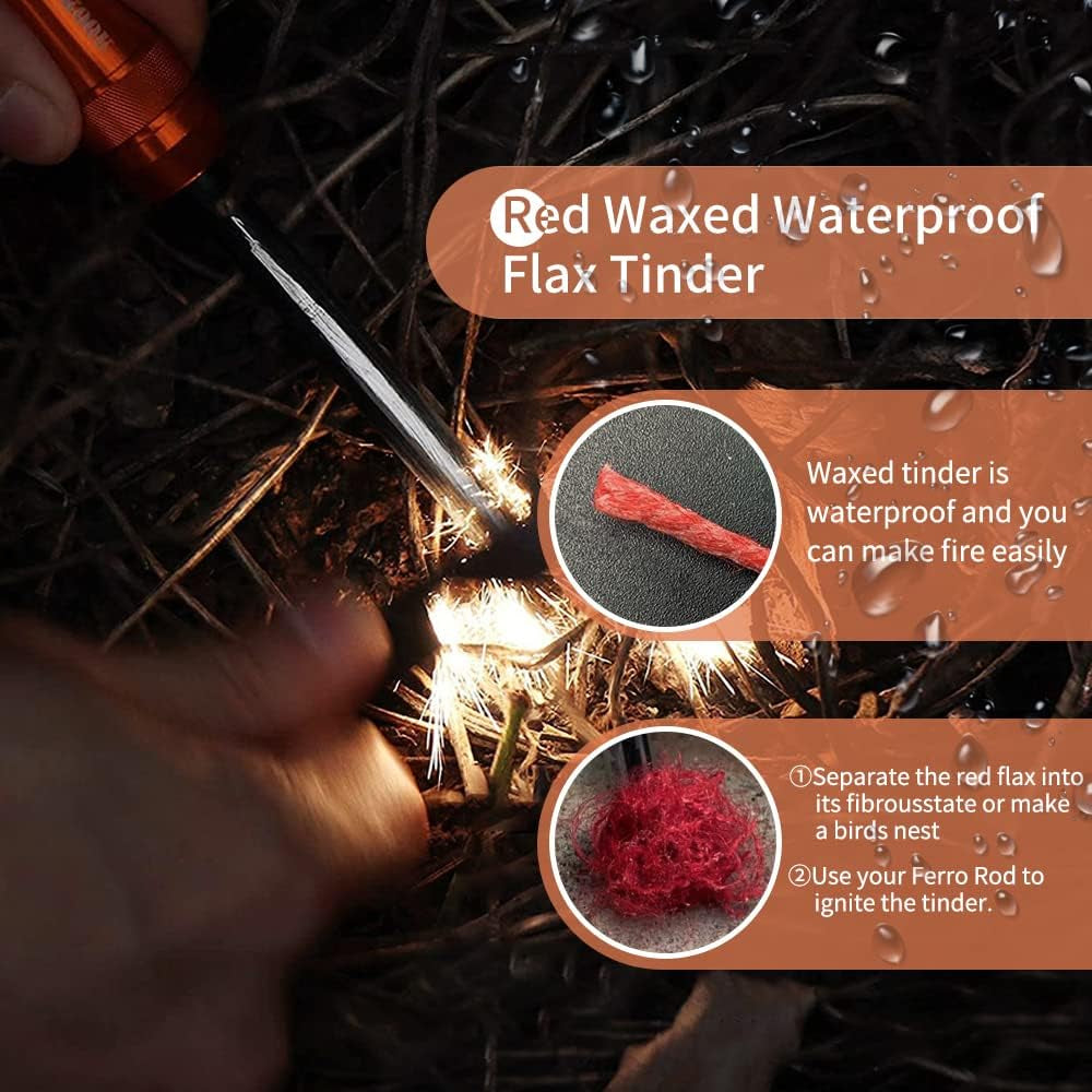 Survival Paracord Parachute Fire Cord Survival Ropes Red Tinder Cord PE Fishing Line Cotton Thread 7 Strands Outdoor 20, 25, 100 Feet