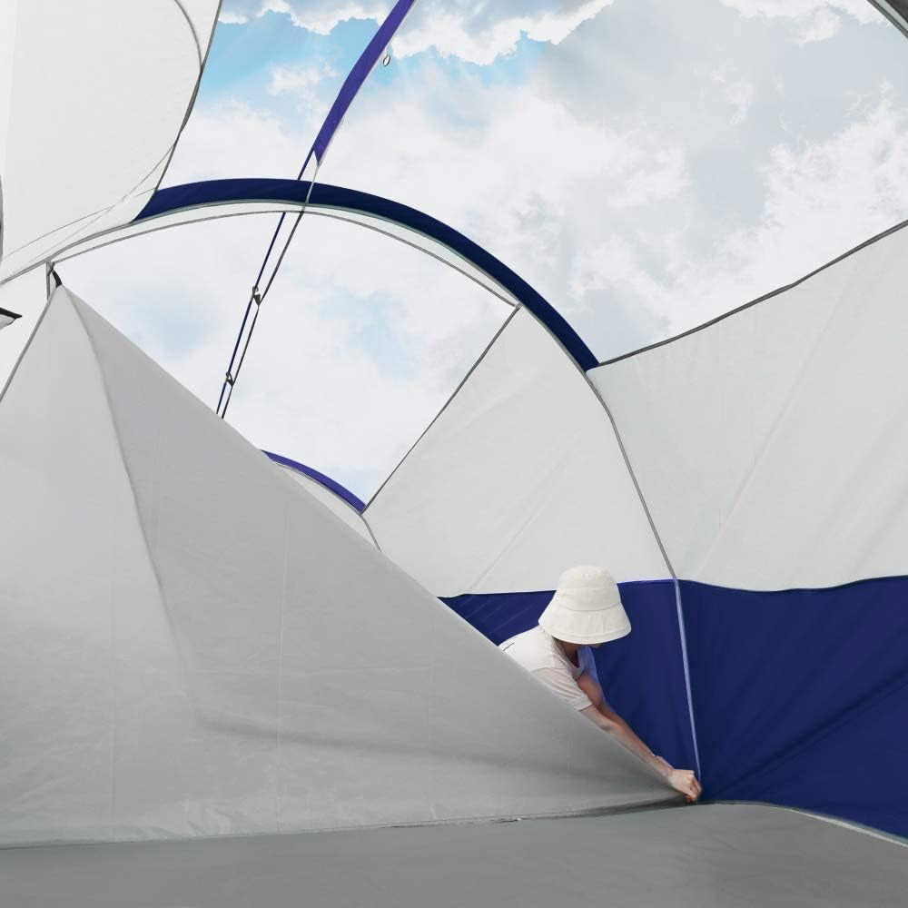 Tent 8 Person Camping Tents, Weather Resistant Family Tent, 5 Large Mesh Windows, Double Layer, Divided Curtain for Separated Room, Portable with Carry Bag